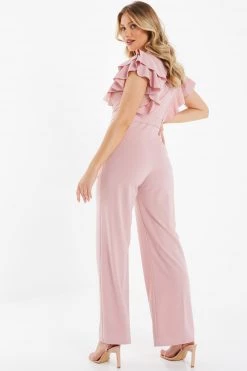 Quiz Pink Wrap Frill Palazzo Jumpsuit -Quiz Store Online unnamed file 1001