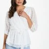 Quiz Cream Chiffon Wrap Peplum Top