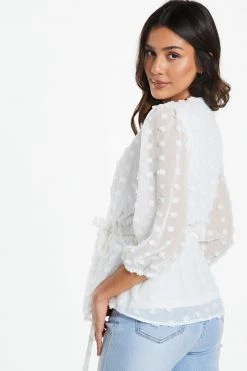 Quiz Cream Chiffon Wrap Peplum Top -Quiz Store Online unnamed file 1020