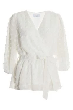 Quiz Cream Chiffon Wrap Peplum Top -Quiz Store Online unnamed file 1023