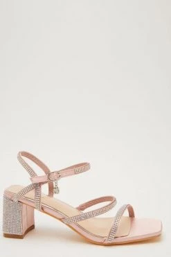 Quiz Silver Diamante Three Band Block Heel Sandals -Quiz Store Online unnamed file 1030