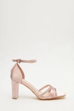 Quiz Silver Satin Cross Diamante Strap Block Heel Sandals -Quiz Store Online unnamed file 1037