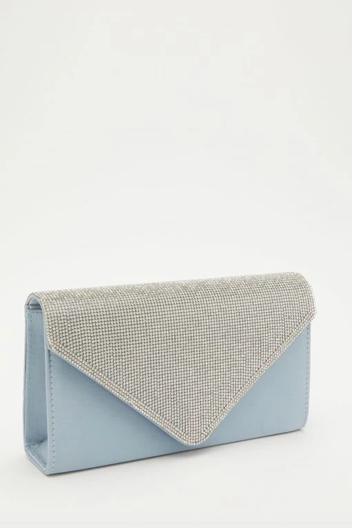 Quiz Blue Satin Diamante Flap Clutch Bag -Quiz Store Online unnamed file 1051