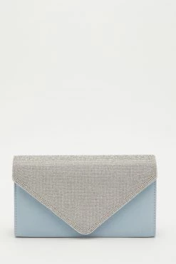 Quiz Blue Satin Diamante Flap Clutch Bag -Quiz Store Online unnamed file 1053