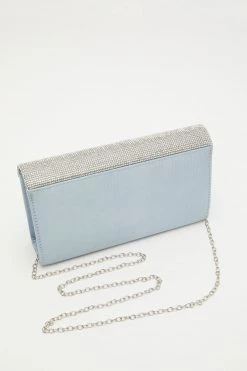 Quiz Blue Satin Diamante Flap Clutch Bag -Quiz Store Online unnamed file 1054