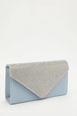 Quiz Blue Satin Diamante Flap Clutch Bag -Quiz Store Online unnamed file 1056