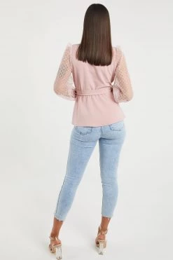 Quiz Pink Mesh Wrap Peplum Top -Quiz Store Online unnamed file 1078