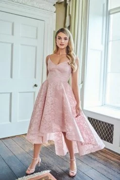 Quiz Pink Lace Strappy V Neck Dip Hem Dress -Quiz Store Online unnamed file 108
