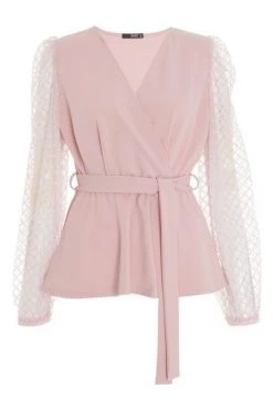 Quiz Pink Mesh Wrap Peplum Top -Quiz Store Online unnamed file 1081