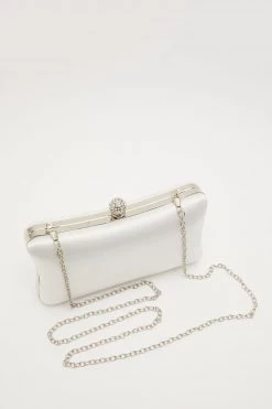 Quiz White Pleated Diamante Pillow Box Bag -Quiz Store Online unnamed file 1084