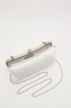 Quiz White Pleated Diamante Pillow Box Bag -Quiz Store Online unnamed file 1085