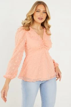 Quiz Pink Chiffon Peplum Top