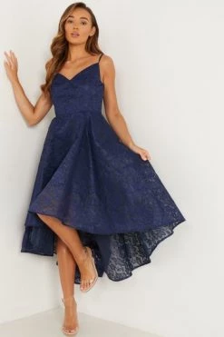 Quiz Pink Lace Strappy V Neck Dip Hem Dress -Quiz Store Online unnamed file 109