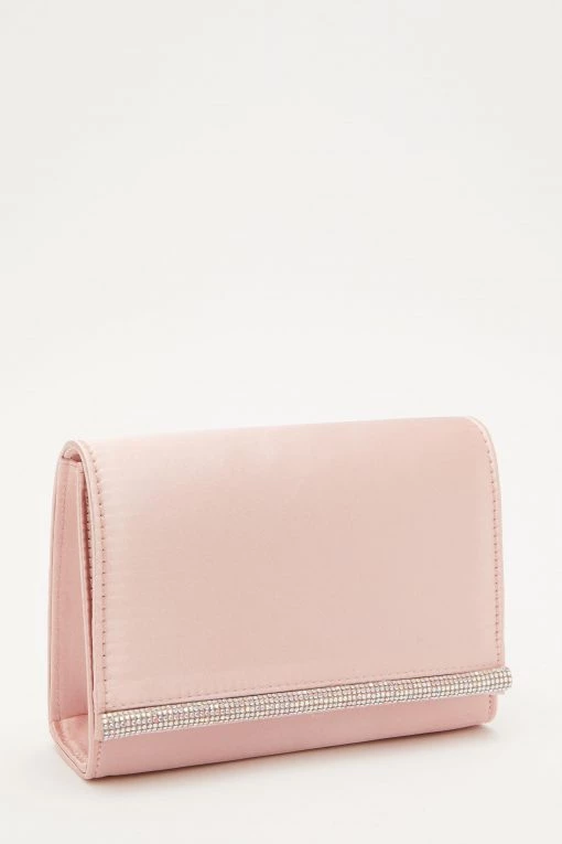 Quiz Pink Satin Diamante Strip Clutch Bag -Quiz Store Online unnamed file 1106
