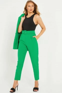 Quiz Green High Waist Tapered Trousers
