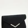 Quiz Black Faux Suede Envelope Bag