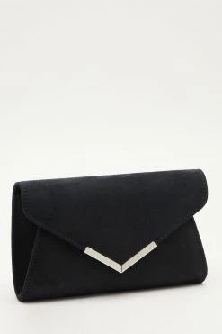 Quiz Black Faux Suede Envelope Bag