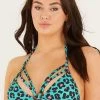 Quiz Green Leopard Bikini Top