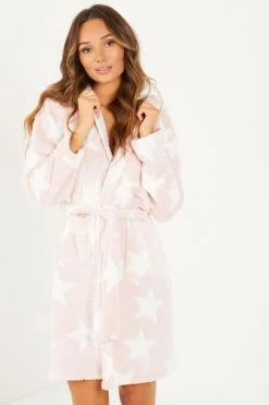 Quiz Pink Embossed Hooded Dressing Gown -Quiz Store Online unnamed file 1191