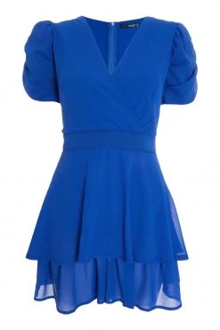 Quiz Blue Chiffon Wrap Frill Playsuit -Quiz Store Online unnamed file 1195