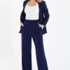 Quiz Navy Blue High Waist Palazzo Trousers
