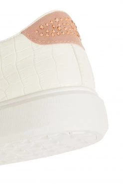Quiz White White Faux Croc Lace Up Trainer With Rose Diamante Back -Quiz Store Online unnamed file 1208