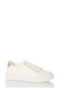 Quiz White White Faux Croc Lace Up Trainer With Rose Diamante Back -Quiz Store Online unnamed file 1209