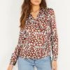 Quiz Brown Animal Print Satin Wrap Shirt