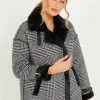 Quiz Black Check Faux Fur Trim Coat -Quiz Store Online unnamed file 1299
