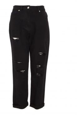 Quiz Black Ripped Straight Leg Turn Up Jeans -Quiz Store Online unnamed file 1308