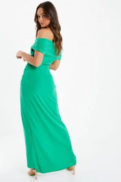 Quiz Green Ruched Bardot Maxi Dress -Quiz Store Online unnamed file 131