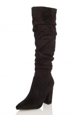 Quiz Black Regular Fit Faux Suede Rouched Boot -Quiz Store Online unnamed file 1319