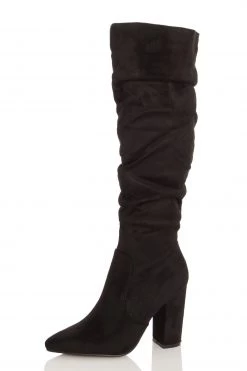 Quiz Black Regular Fit Faux Suede Rouched Boot -Quiz Store Online unnamed file 1320