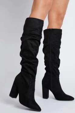 Quiz Black Regular Fit Faux Suede Rouched Boot -Quiz Store Online unnamed file 1322