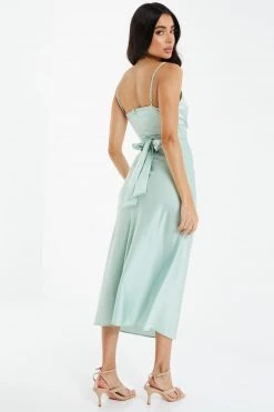 Quiz Sage Green Satin Tie Back Midi Dress -Quiz Store Online unnamed file 167
