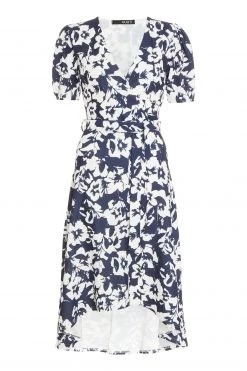 Quiz Blue Floral Wrap Dip Hem Dress -Quiz Store Online unnamed file 18