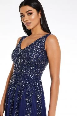 Quiz Blue Sequin Embellished Maxi Dress -Quiz Store Online unnamed file 186