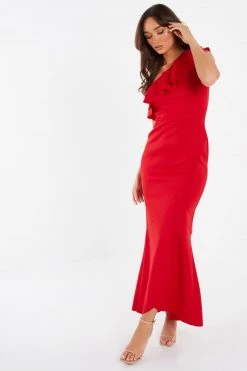 Quiz Red One Should Frill Maxi Dress -Quiz Store Online unnamed file 193
