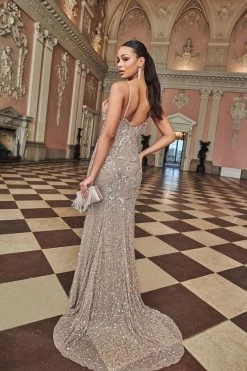 Quiz Nude Sequin Strap Maxi Dress