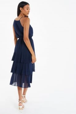 Quiz Blue Halter Neck Tiered Midaxi Dress -Quiz Store Online unnamed file 2