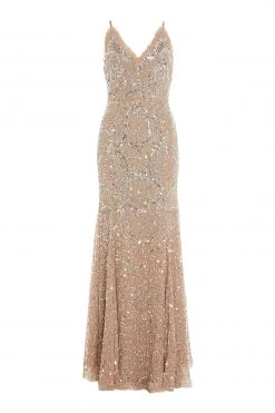 Quiz Nude Sequin Strap Maxi Dress -Quiz Store Online unnamed file 201