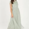 Quiz Sage Green Embellished Maxi Dress