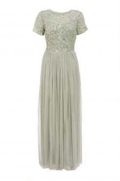 Quiz Sage Green Embellished Maxi Dress -Quiz Store Online unnamed file 207