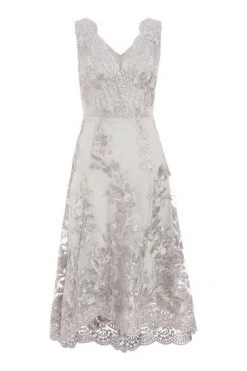 Quiz Grey Lace Bardot Dip Hem Dress -Quiz Store Online unnamed file 228