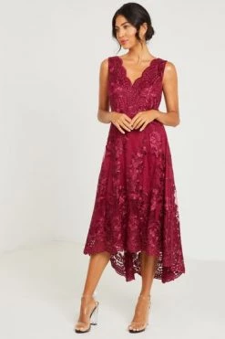 Quiz Grey Lace Bardot Dip Hem Dress -Quiz Store Online unnamed file 232