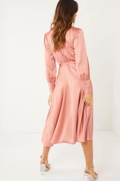 Quiz Peach Satin Wrap Midi Dress -Quiz Store Online unnamed file 235