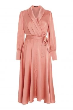 Quiz Peach Satin Wrap Midi Dress -Quiz Store Online unnamed file 236