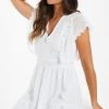Quiz White Lace Low Back Skater Dress
