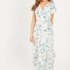 Quiz Cream Smudge Print Maxi Dress