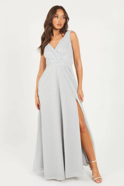 Quiz Silver Glitter Wrap Maxi Dress -Quiz Store Online unnamed file 264